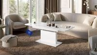 designimpex DC-1 Couchtisch ausziehbar h&ouml;henverstellbar 126/168cm in Wei&szlig; Hochglanz