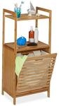 Relaxdays W&auml;scheschrank mit W&auml;schekorb, Bambus Badregal mit ausklappbarem
