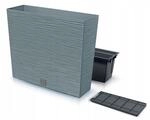 Zementfarbenes Pflanzgef&auml;&szlig; mit Beh&auml;lter, Kollektion FURU, 58 x 18 x 49,8 cm,