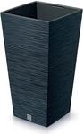 Anthrazitfarbenes Pflanzgef&auml;&szlig; mit Beh&auml;lter, Kollektion FURU, 26,5 x 26,5 x 50 cm,