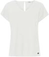 OXMO OXSABINE Damen Bluse Shirt aus Leinenmix mit V-Ausschnitt und Knopfverschluss am