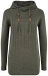 OXMO OXCable Damen Strickpullover Grobstrick Pullover mit Kapuze Kordelzug