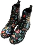 DOGO Long Boots - Flower & Birds BLACK - Vegane Damen Boots und Nachhaltige und...