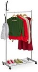 Relaxdays Garderobe mit Rollen, HBT: 165x80x44 cm, Metall, Ablage, mobiler