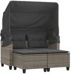 vidaXL Gartensofa 2-Sitzer mit Dach Hockern, Outdoor Sofa Gartenm&ouml;bel, Garten Lounge