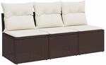 vidaXL Gartensofa mit Kissen 3-Sitzer Braun Poly Rattan