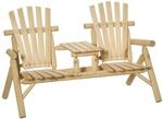 Outsunny Gartenbank mit Tisch Sitzbank 2 St&uuml;hle 157 x 88 x 103 cm Natur