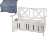needs&wants&reg; Gartenbank Holz wetterfest mit Stauraum und Abdeckung, 2-Sitzer