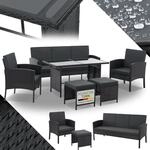 Juskys Gartenm&ouml;bel Set Polyrattan 6-teilig &ndash; Lounge M&ouml;bel Turin f&uuml;r 7...