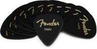 Fender 351 Classic Zelluloid Plektren Thin Schwarz 12x | 12x D&uuml;nne Zelluloid Picks,