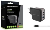 Conceptronic 3-Port 67W GaN USB-PD-Ladeger&auml;t mit USB-C-Ladekabel, USB-C x 2, USB-A x