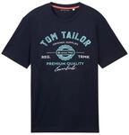 TOM TAILOR Herren T-Shirt mit Logo-Print aus Baumwolle, Dark Blue, XXXL