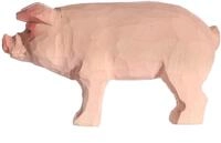 Wudimals - 40604 - Bauernhoftiere, Schwein, Holz, handgeschnitzt, handbemalt, 9,1cm x