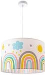 Paco Home Kinder Pendelleuchte Kinderzimmer Stoffschirm Rund Pendellampe Bunt...