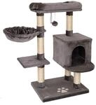 lionto Kratzbaum f&uuml;r Katzen mit Pl&uuml;schball inkl. Gl&ouml;ckchen & Wandhalterung, H&ouml;he