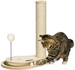 PawHut Kratzstamm f&uuml;r Katzen, 40 cm, Kletterbaum mit Holzkugel-Katzenspielzeug,