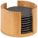 Westmark 8 Naturschiefer-Glasuntersetzer in Bambusbox, rund, mit Kratzschutz,...