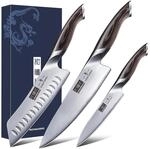 HOSHANHO Messerset 3 teilig, Ultra Scharfes K&uuml;chenmesser set aus Edelstahl