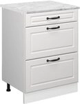 Vicco K&uuml;chenunterschrank R-Line, Wei&szlig; Landhaus, 60 cm AP Marmor, zur freien