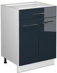 Vicco K&uuml;chenunterschrank Fame-Line, Dunkelblau Hochglanz, 60 cm mit Schublade,...