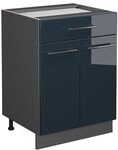 Vicco K&uuml;chenunterschrank Fame-Line, Dunkelblau Hochglanz, 60 cm