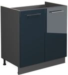 Vicco Sp&uuml;lenunterschrank Fame-Line, Dunkelblau Hochglanz, 80 cm ohne...