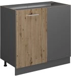 Vicco Eckunterschrank R-Line, Artisan-Eiche, 86 cm ohne Arbeitsplatte, zur freien