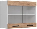 Vicco K&uuml;chenglasschrank R-Line, Goldkraft Eiche, 80 cm, zur freien Kombination
