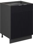 Vicco K&uuml;chenunterschrank Fame-Line, Schwarz gestreift, 60 cm