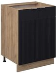 Vicco K&uuml;chenunterschrank Fame-Line, Schwarz gestreift, 60 cm