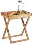 Relaxdays Tabletttisch klappbar, Serviertisch Walnuss-Holz, Klapptisch klein,