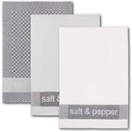 Dyckhoff 3er Set Geschirrt&uuml;cher Salt&Pepper 100% Baumwolle anthrazit Silber...