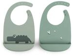 Done by Deer Silikon L&auml;tzchen 2 Pack Croco Gr&uuml;n - Weiche wasserdichte Baby Bibs mit