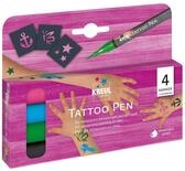 KREUL 62171 - Tattoo Pen Set, 4 Stifte und 3 Schablonen, Kosmetiktinte auf