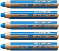 STABILO - Buntstift, Wasserfarbe & Wachsmalkreide - woody 3 in 1-5er Pack -