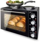 EMERIO Backofen mit 32 Litern + 2 Herdplatten | Umluft + Ober-/Unterhitze | Timer +