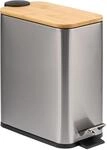 bremermann Abfalleimer mit Bambus-Deckel, Bad-M&uuml;lleimer mit Soft-Close, 5 l