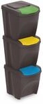 Spetebo Sortibox M&uuml;lleimer mit Deckel 25 L - 3er Set/anthrazit - Stapelbares...