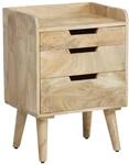 FineBuy Nachttisch aus Mango Massivholz mit 3 Schubladen & Ablage &ndash;...