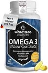 Omega 3 vegan & hochdosiert: 375 mg DHA & 125 mg EPA in nur 1 Kapsel, 1080 mg