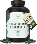 Bio Spirulina & Chlorella Presslinge &ndash; 600 Tabletten &ndash; Hochdosiert mit 6.000 mg