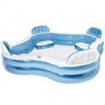 Intex 56475NP - Aufblasbarer Familienpool Quadratisch mit Vier Sitzen, Vinyl,