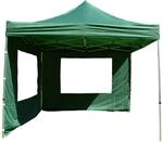 Profi Faltpavillon 3x3 m mit 4 Seitenteilen mit je 1 Fenster (Gr&uuml;n)