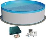 Planet Pool Stahlwandpool Set (3-teilig) rund 350x120 cm, Stahl 0,4 mm wei&szlig;,...