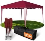 Kronenburg Faltpavillon wasserdicht Dachma&szlig; 3 x 3 m UV Schutz 50+ Pavillon in Rot