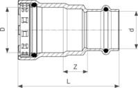 Viega Megapress Probleml&ouml;ser &Uuml;bergangsst&uuml;ck mit SC 4213 in 3/4Zollx22mm Stahl