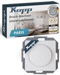 Kopp PARIS Universal-Dimmer-Schalter mit Drehknopf - Arktis-Wei&szlig; - F&uuml;r 10-250W