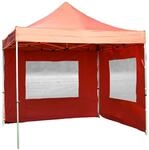 Profi Falt-Pavillon 3x3m mit 2 Seitenteilen Scherenhebelsystem (Terracotta)