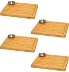 DuneDesign 4x Steakteller Holz mit Dipschalen - 30x25cm Bambus Teller Set -...