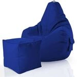 Green Bean 2er Set Sitzsack mit R&uuml;ckenlehne + Hocker eckig - Gaming Chair,